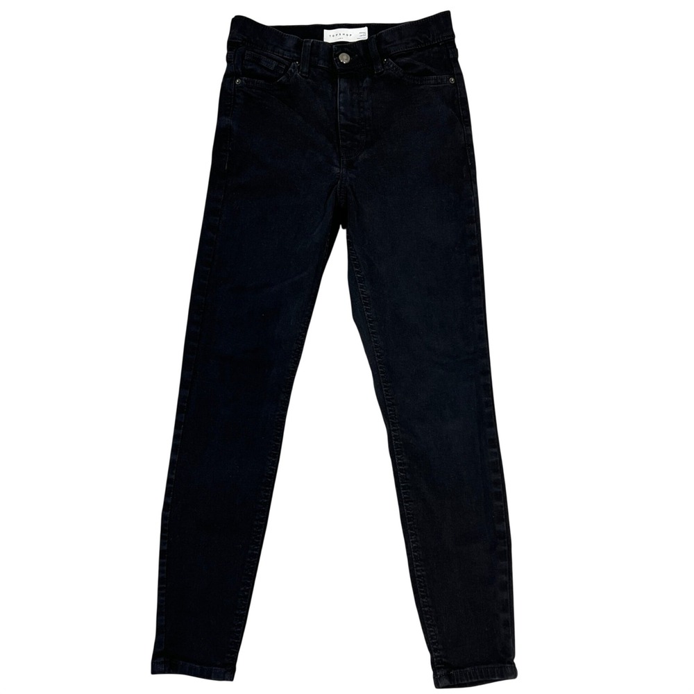 Topshop Jamie Skinny Ankle Jeans‎ 26 Black Mid-Rise Stretch Denim Emo Goth Pants